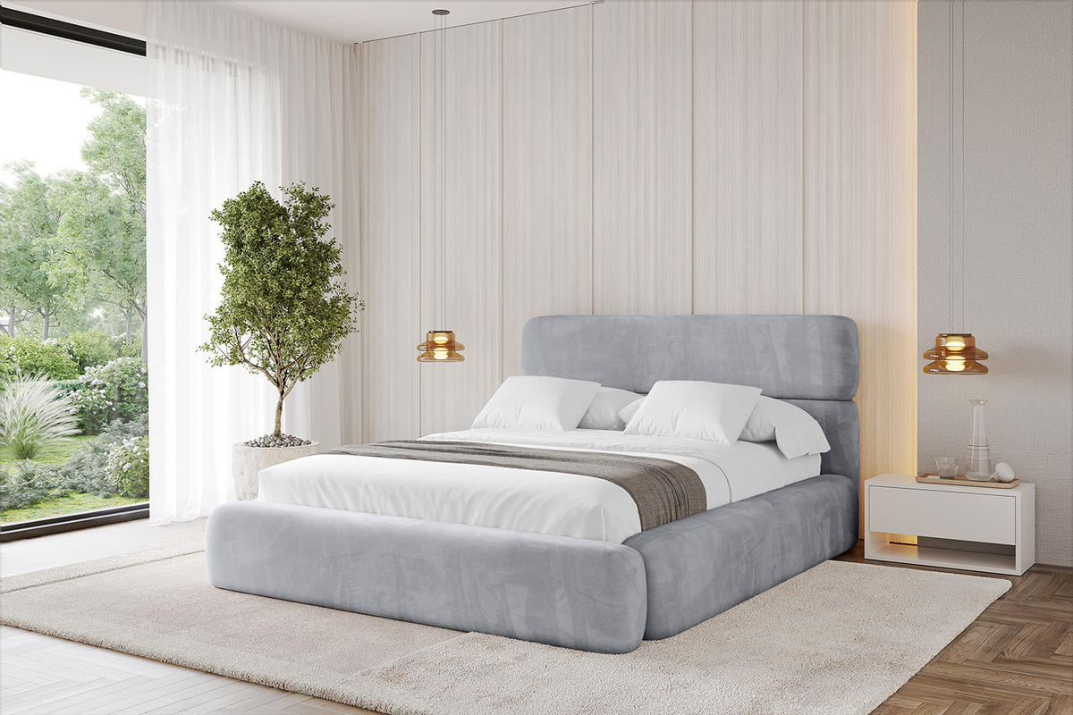 POLSTERBETT mit Bettkasten und Lattenrost, Boxbett ohne Matratze - ENORA 120x200 Hellgrau - Hellgrau, Holzwerkstoff/Textil (120/200cm) - ALTDECOR
