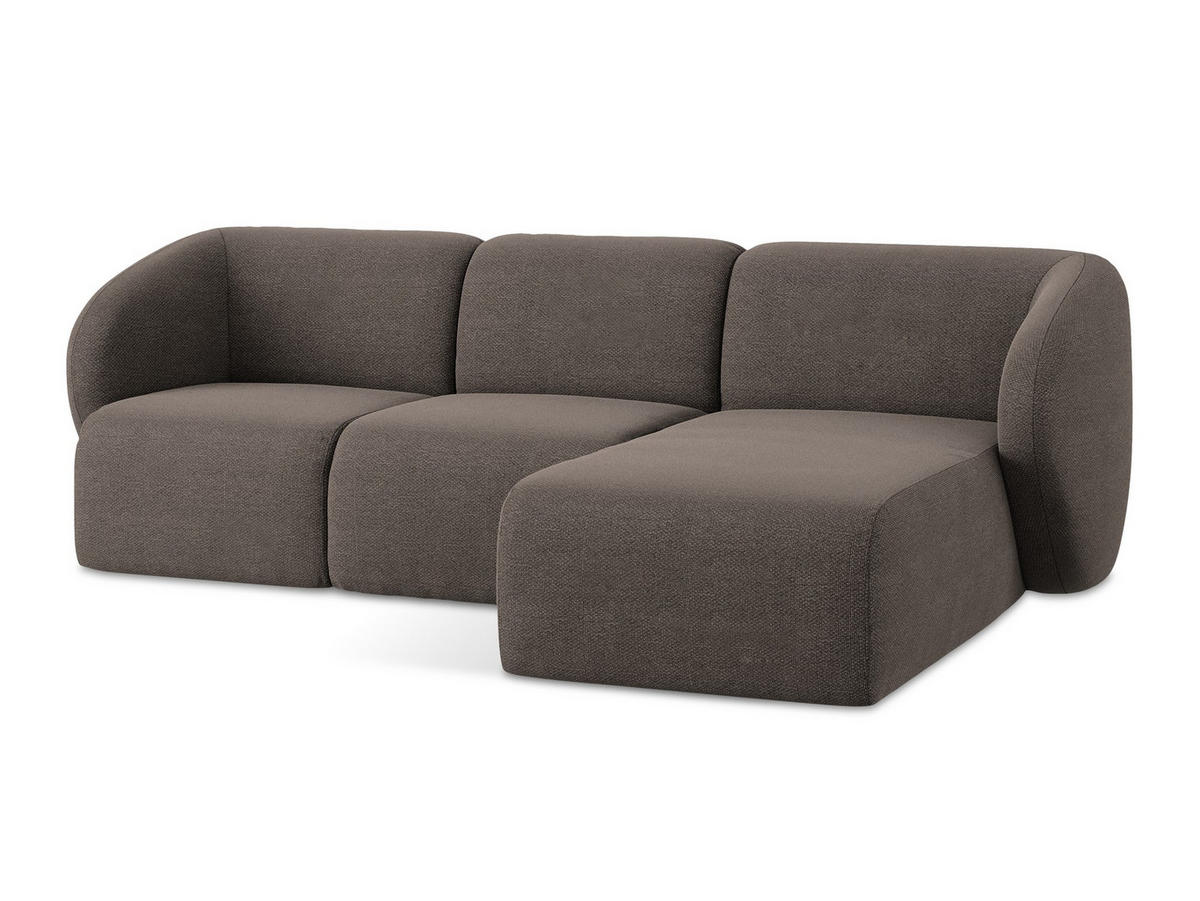 ECKSOFA Rechts Bouclé Stoff Braun - Schwarz/Mokka, Holzwerkstoff/Kunststoff (248/166cm) - Makamii
