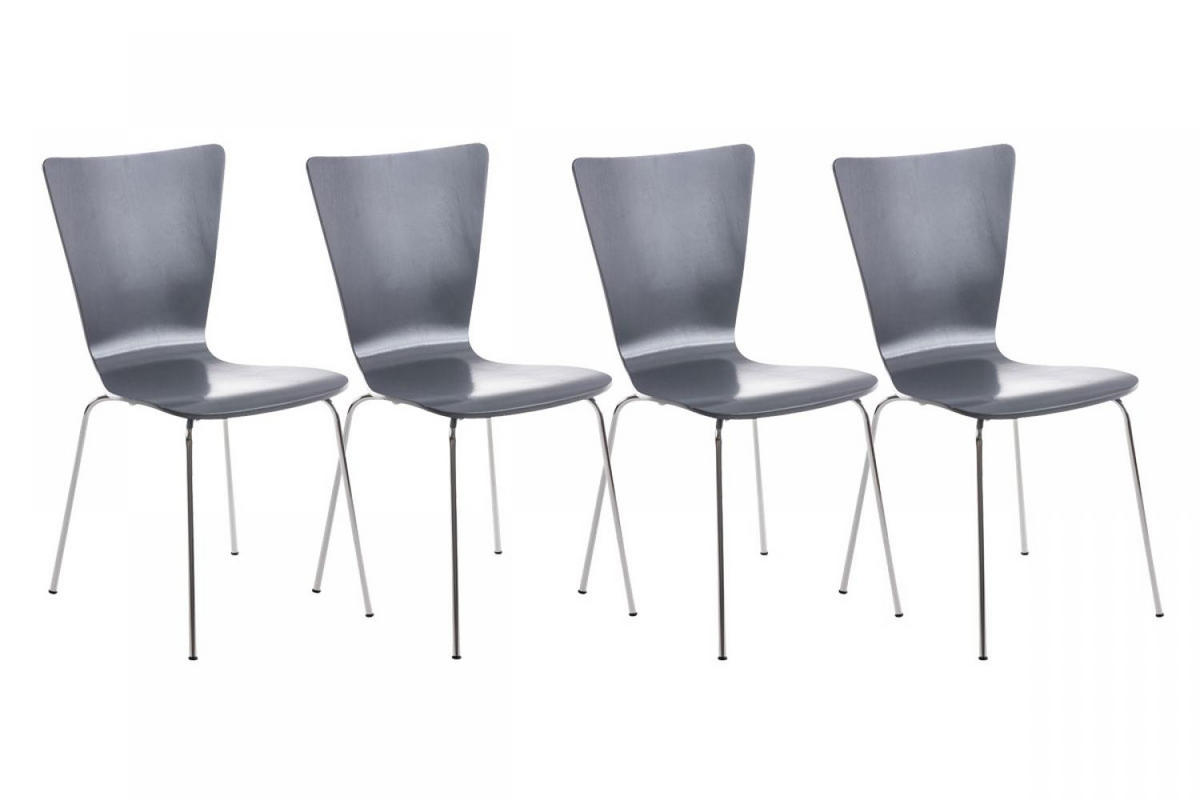 BESUCHERSTUHL 4er Set Holz grau - Grau, Holz/Metall (43/84/50cm) - CLP