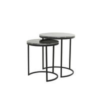 BEISTELLTISCH Alfio Braun Ø49/53,5 cm 2er-Set - Schwarz, Stein (49/49/53.5cm) - Light & Living