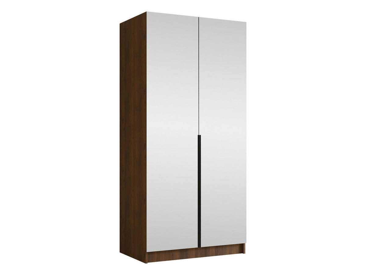 KLEIDERSCHRANK Bono III - Nussbaumfarben/Schwarz, Holzwerkstoff/Metall (100/215/58cm) - MIRJAN24