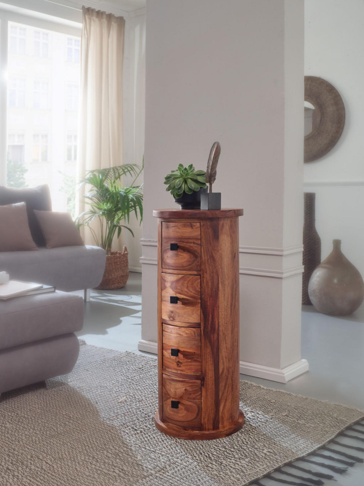 KOMMODE – Massivholz, rustikal, 4 Schubladen, viel Stauraum - Braun, Holz/Metall (35/85/35cm) - KADIMA DESIGN