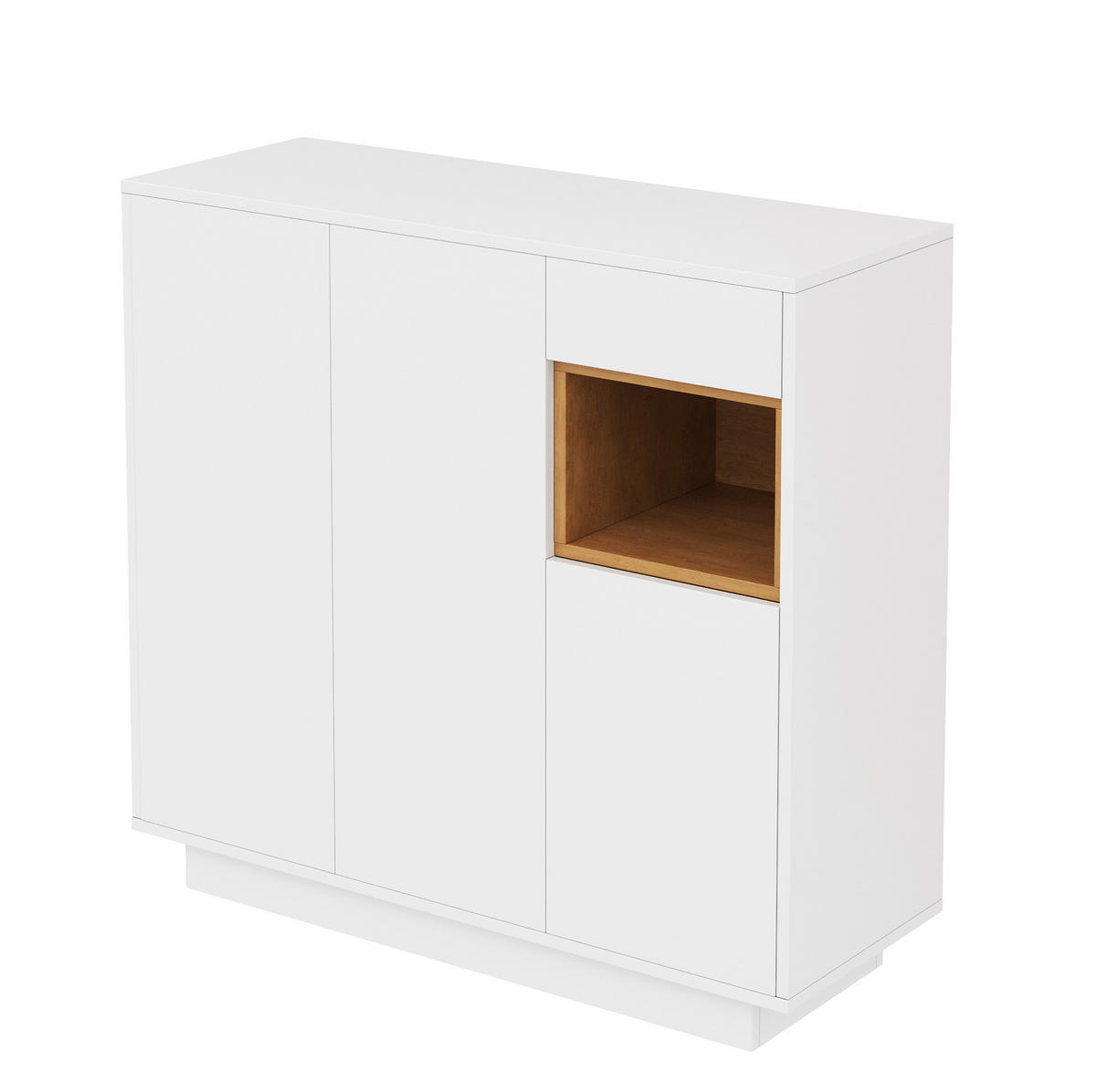SCHUHSCHRANK 105/39,5/100,5 cm in Weiß/Natur mit LED-Beleuchtung und Schublade - Naturfarben, Holzwerkstoff (105/100/39cm) - Flora Grace