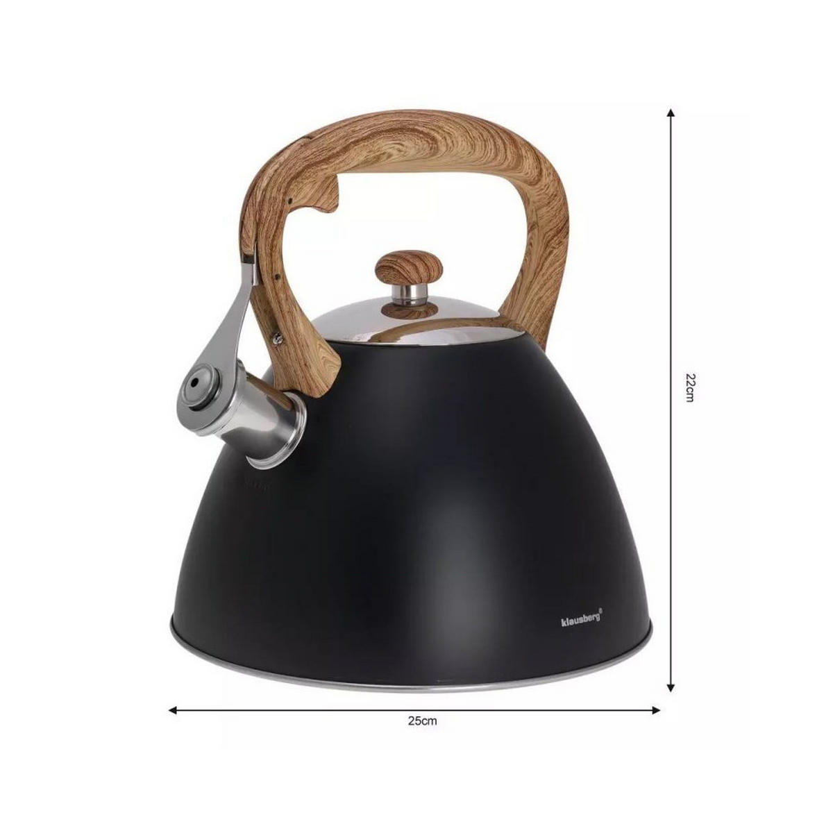 WASSERKESSEL Schwarz 25.5/22.5/24 cm KB7262 - Schwarz, Metall (25.5cm) - Klausberg 
