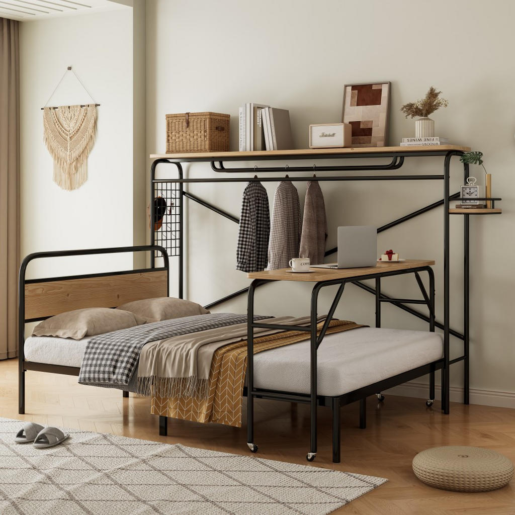 Thumbnail - Komhtom Metallbett, Natur, Metall, Mode, 2-Sitzer, 140x200 cm, Schlafzimmer, Betten, Metallbetten