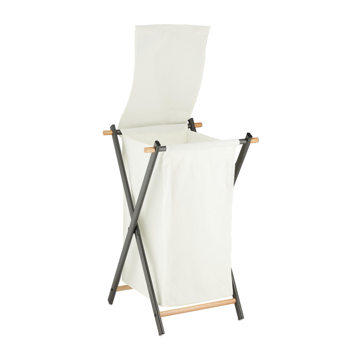 WÄSCHEKORB - Multicolor, Holz/Textil (45/71/42cm) - Relaxdays