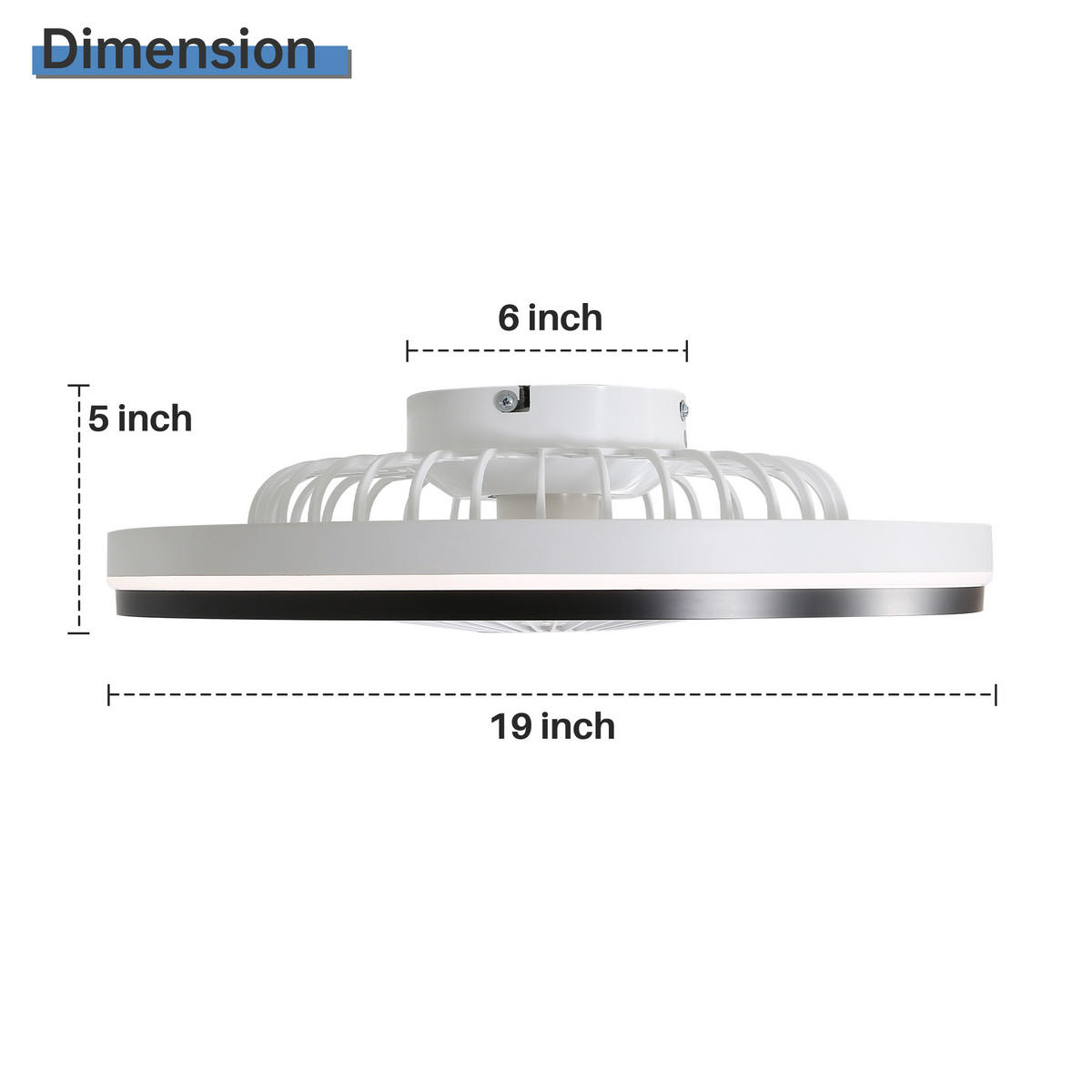 DECKENVENTILATOR 19Zoll Flach RGB LED Licht DC Motor Timer - Weiß, Kunststoff (48.26/48.26/12.7cm) - CASIVA