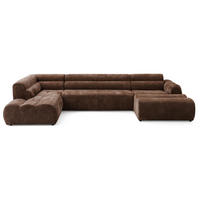 6-SITZER modulares Wohnlandschaft U XXL VEER SET 4 Links, 368 x 190 cm, Chenille Webstoff Orange - Schwarz/Orange, Holz/Kunststoff (368/75/190cm) - Muffo
