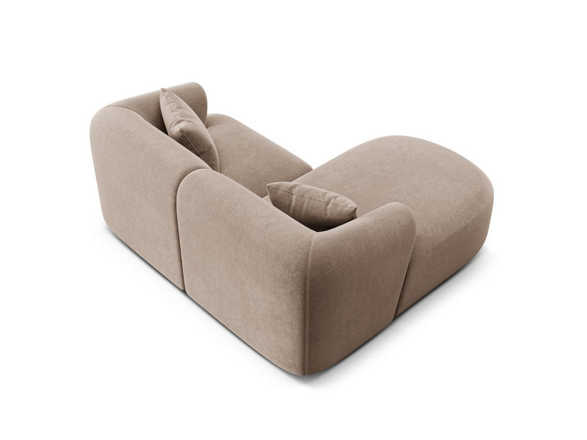 MODULARES-ECKSOFA links Campi aus Samt dunkelbeige 3 Sitzplätze - Mokka, Textil (156/180cm) - Cosmopolitan Design
