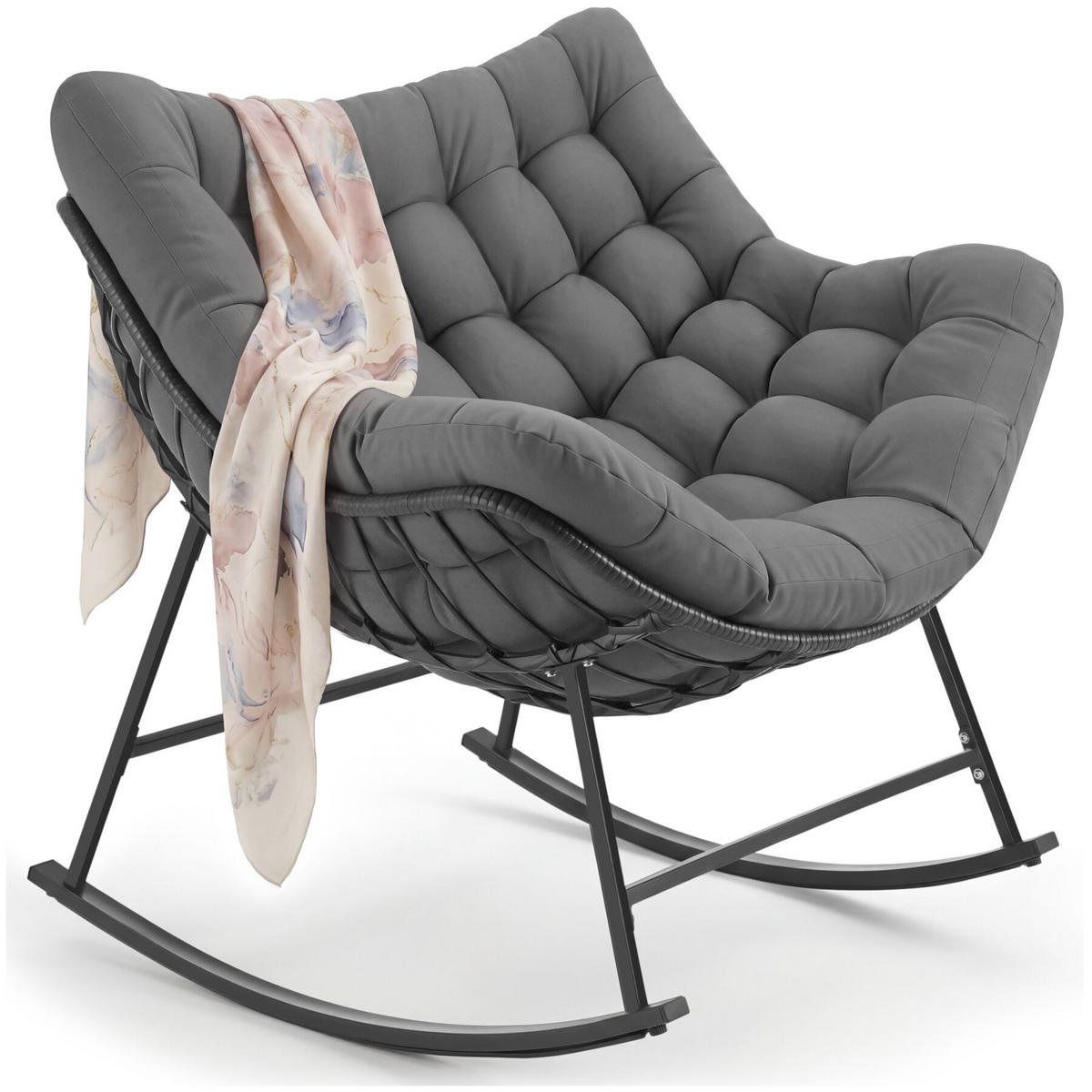 SCHAUKELSTUHL Tami, 93 x 99,5 x 89 cm, anthrazit - Anthrazit, Kunststoff (93/89/99.5cm) - tectake