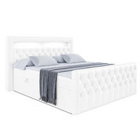 BOXBETT AURORA - 120x200 - H3 - Weiß Hochglanz - Weiß Hochglanz, Holzwerkstoff (120/200cm) - ALTDECOR