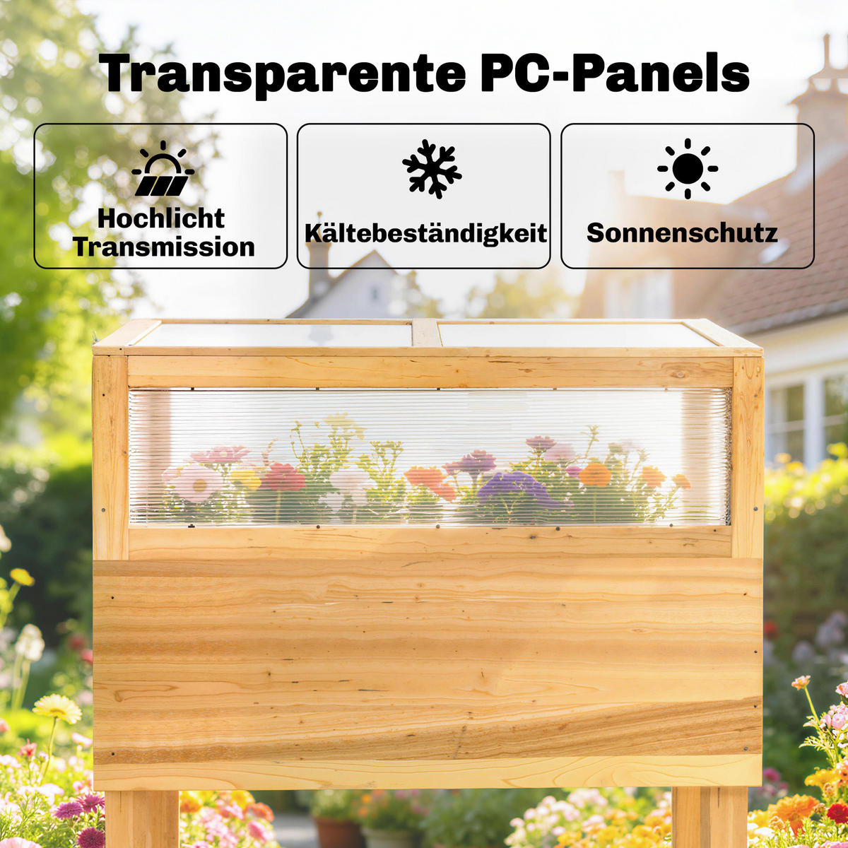 HOCHBEET mit Frühbeetaufsatz aus Tannenholz Braun - Naturfarben, Holz (45/108.5/80cm) - Outsunny