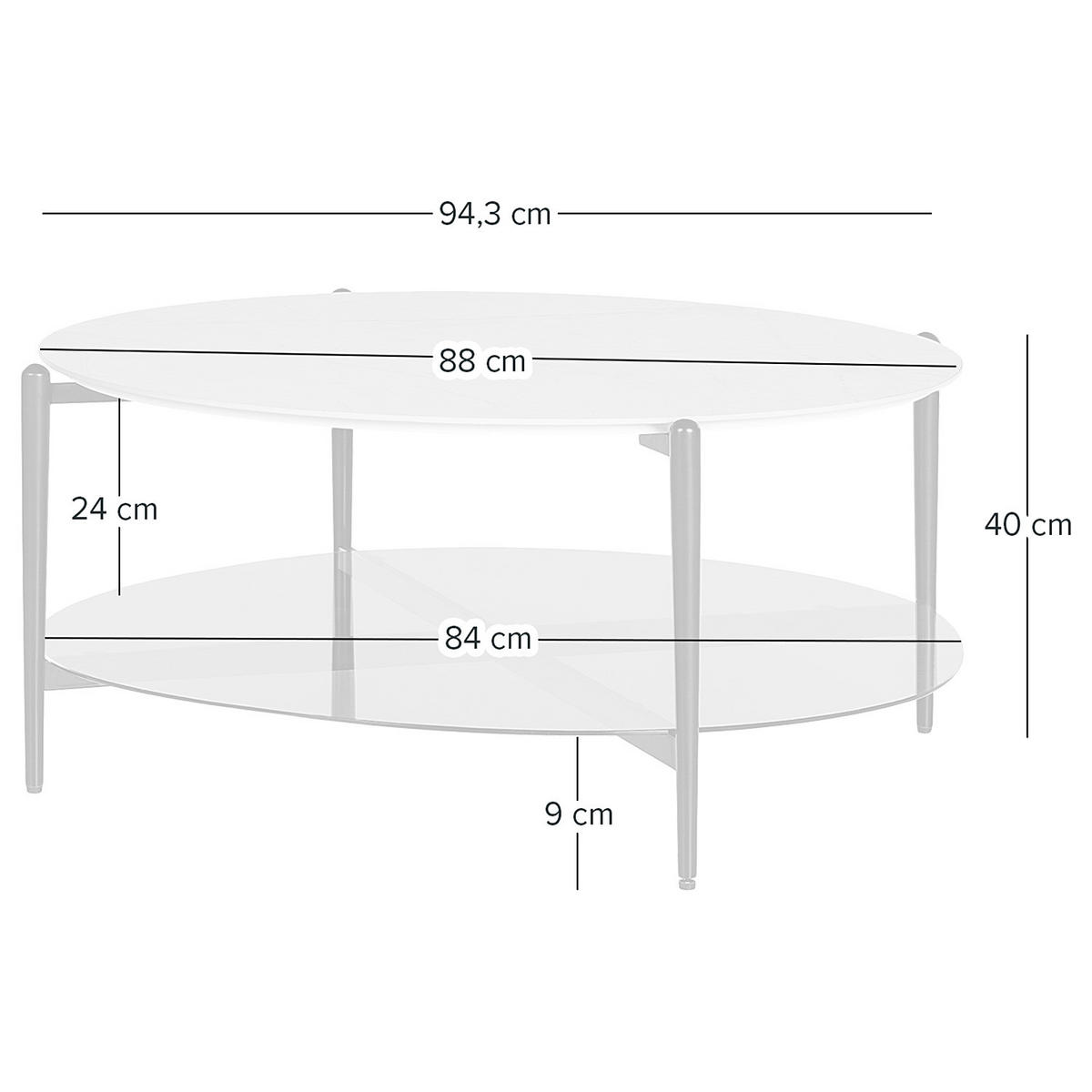 COUCHTISCH - Keramik / Stahl - Weiß, Keramik (94/94/40cm) - home24