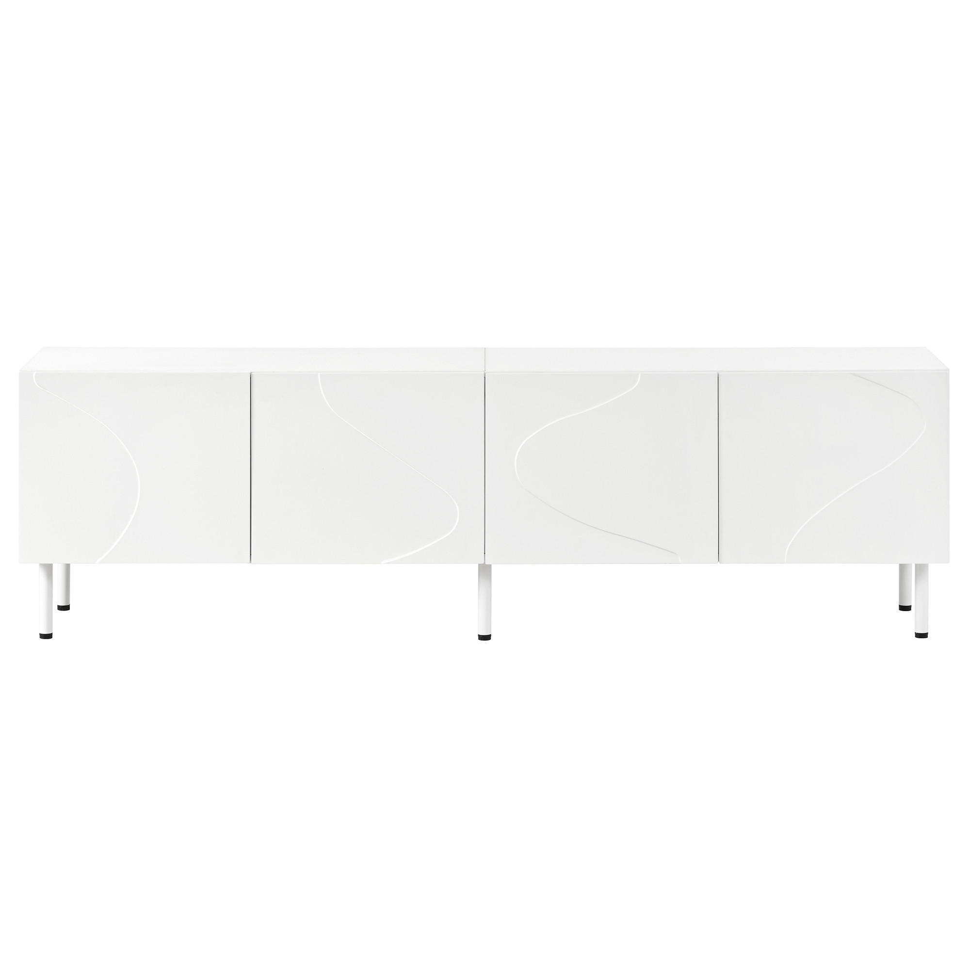 TV-SCHRANK Weiß 170/35/50 cm, 4 Türen, Push-to-Open, Metallfüße - Weiß, Holzwerkstoff (170/50/35cm) - PANGIVO
