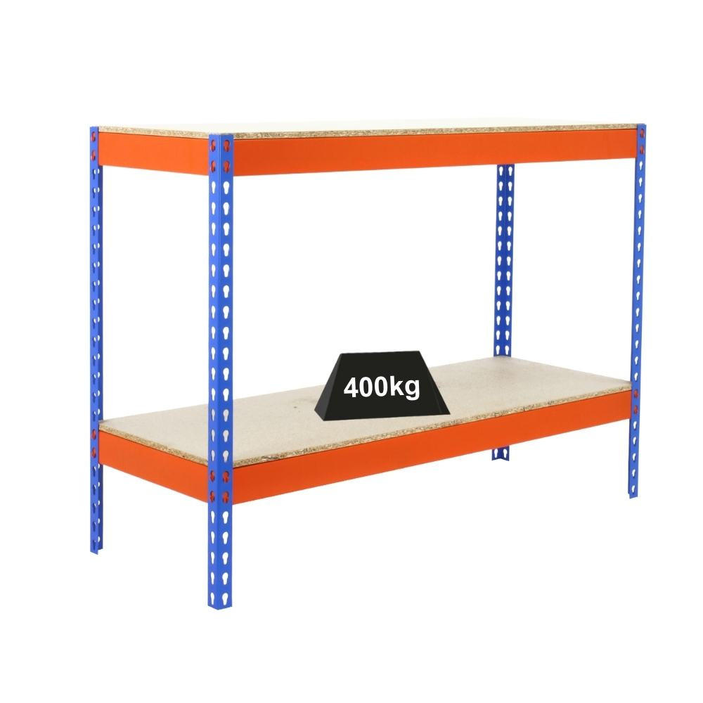 SCHWERLASTREGAL MINI WOOD YETI TWO | HxBxT 90x120x75cm | Fachlast 400kg | Blau-Orange - Gelb, Metall (120/90/75cm) - PROREGAL