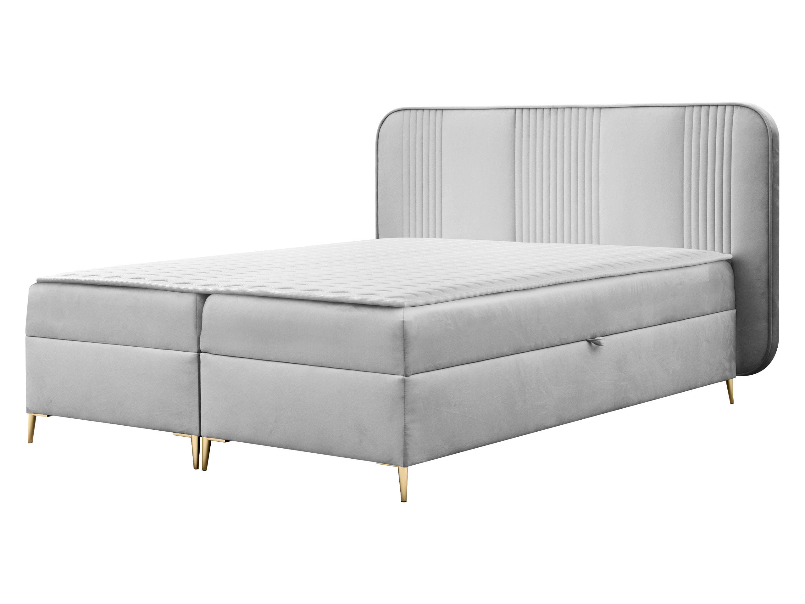 BOXBETT Fandy - Goldfarben/Hellgrau, Holz/Textil (140/200cm) - MIRJAN24