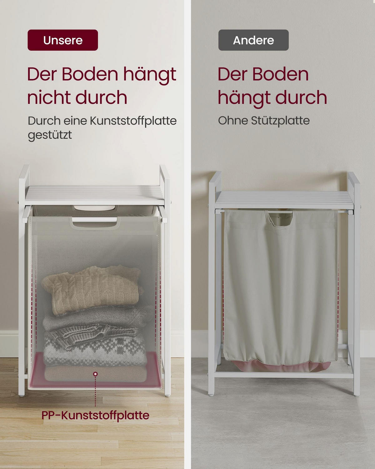 WÄSCHEKORB LILONGWE - Weiß, Holzwerkstoff (33/72/50cm) - Hansiro