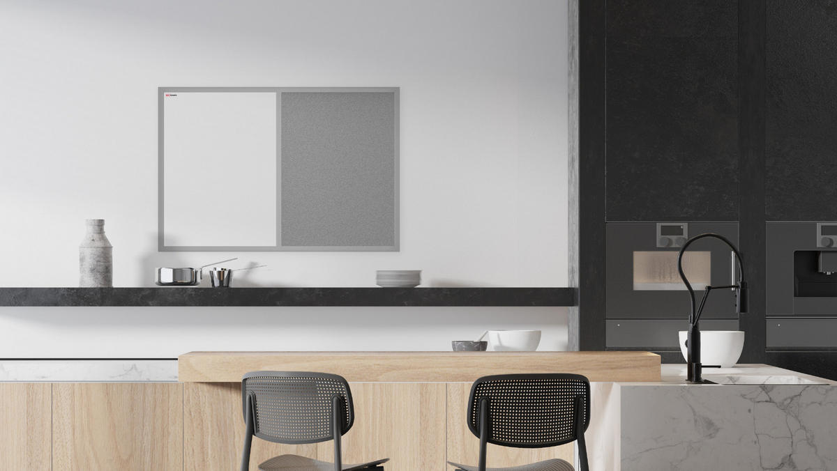 KOMBITAFEL, Kork grau / magnetisch weiß 90x60 - Grau, Holz (90/60/1.5cm) - ALLboards