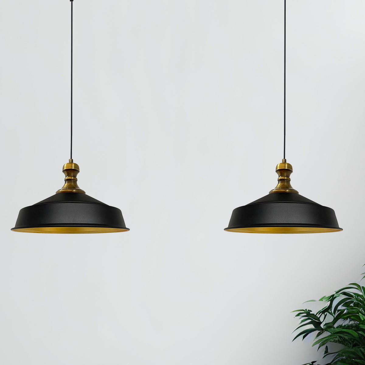 PENDELLEUCHTE Asletl 2 Flammig 40/36 cm - Goldfarben/Schwarz, Metall (36/40/28cm) - Bamyum