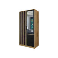 KLEIDERSCHRANK Bali Lux D2 - Schwarz/Braun, Holzwerkstoff/Metall (100/200/58cm) - MIRJAN24