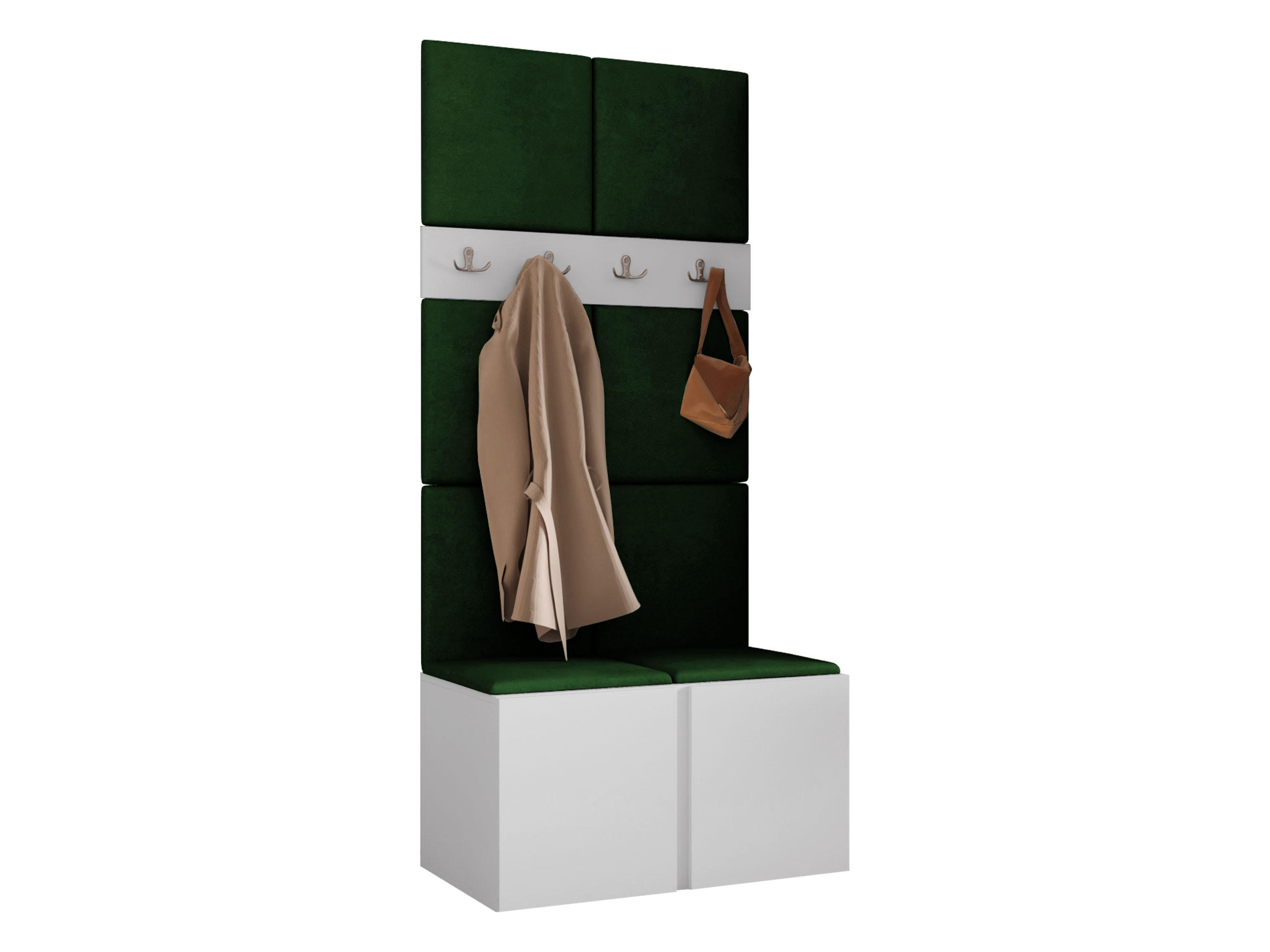 GARDEROBEN-SET Orion IV - Weiß/Grün, Holzwerkstoff/Kunststoff (84/186/46cm) - MIRJAN24