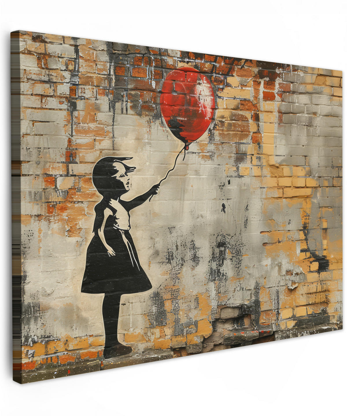 LEINWANDBILD Graffiti - Banksy - Mädchen - Straßenkunst 40x30 cm - Sandfarben, Textil (40/30cm) - MuchoWow