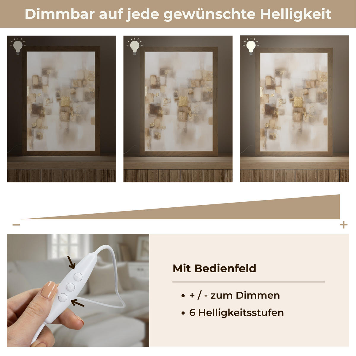 STOLNÍ LAMPA Abstraktní čtverce - zemité tóny - mlhavé 20x30 cm - barva hrušně, kompozitní dřevo (8/20/30cm) - OnlyWow