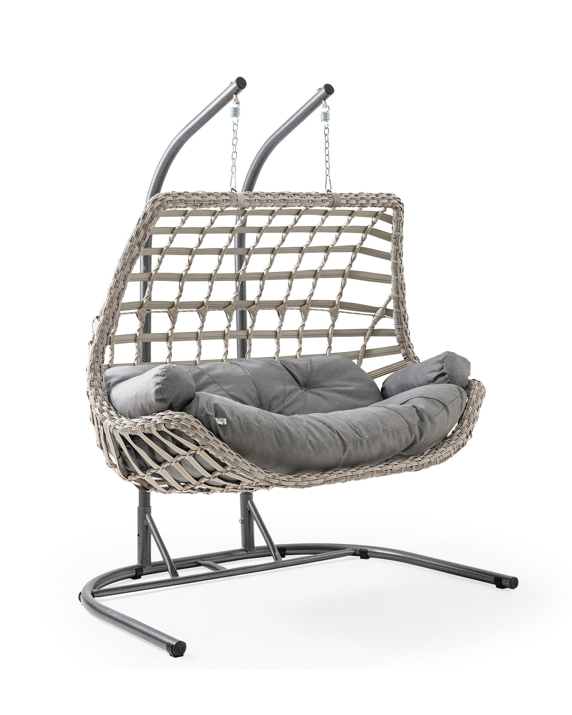 HÄNGESESSEL mit Gestell Rattan Cunda - Weiß, Metall (90/214/173cm) - Gowoll