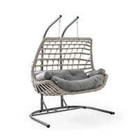 HÄNGESESSEL mit Gestell Rattan Cunda - Weiß, Metall (90/214/173cm) - Gowoll