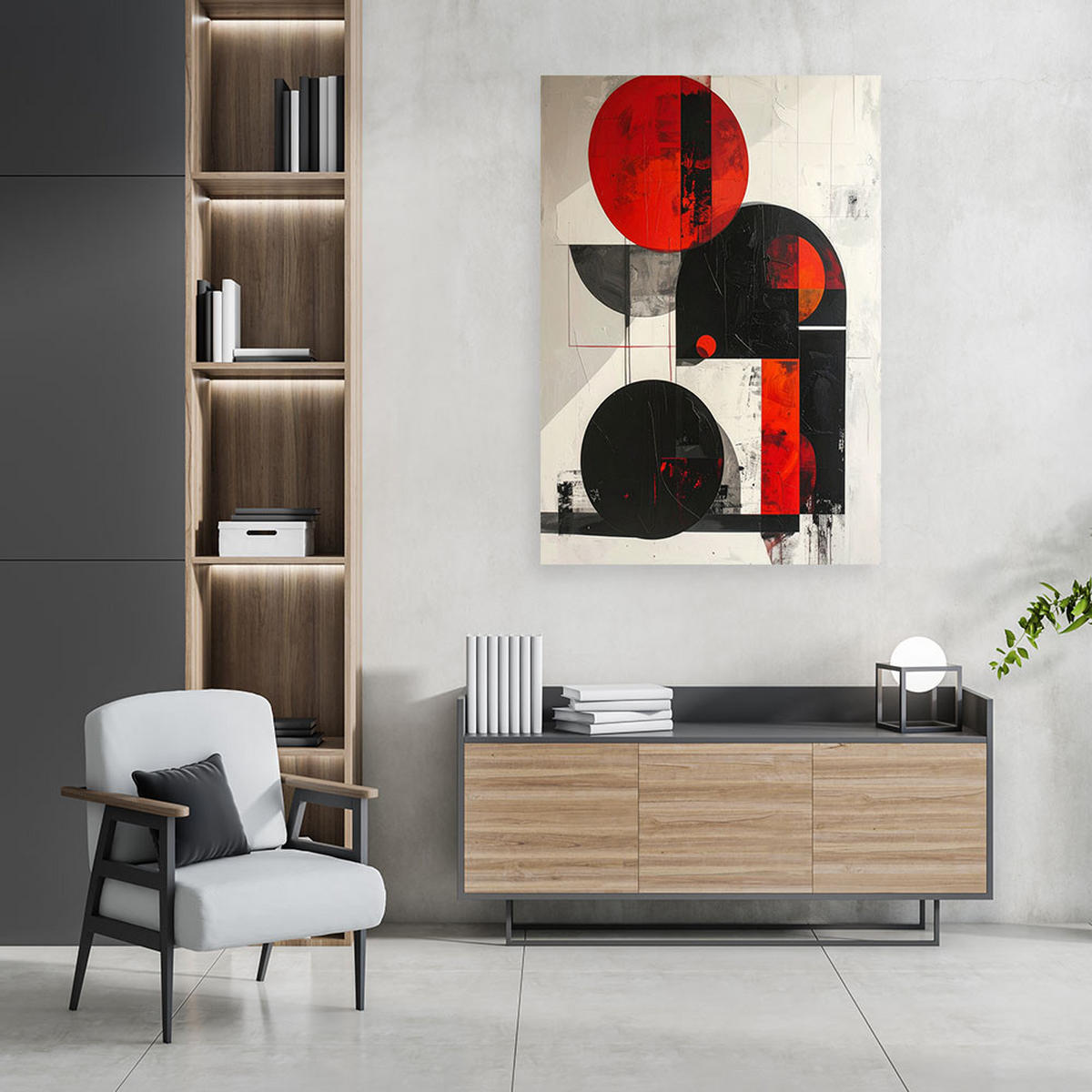 LEINWANDBILD 3D und geometrisch 80x120cm - Rot, Textil (80/120cm) - Feeby