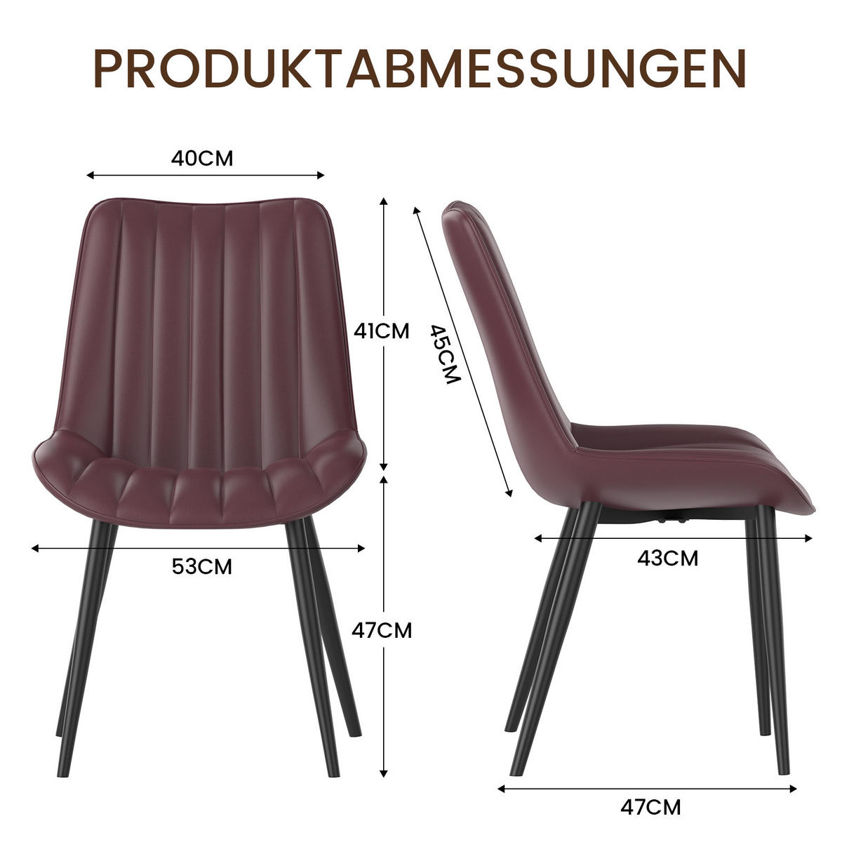 STUHL-SET 6 Stück aus Kunstleder in Modernem Stil-YZ1 - Dunkelbraun, Textil (53/88/62.5cm) - HOMAVO
