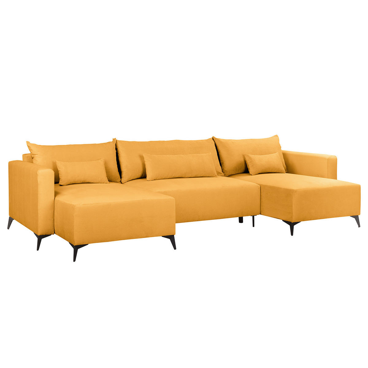 WOHNLANDSCHAFT - Gelb/Schwarz, Textil (382/81/148cm) - home24