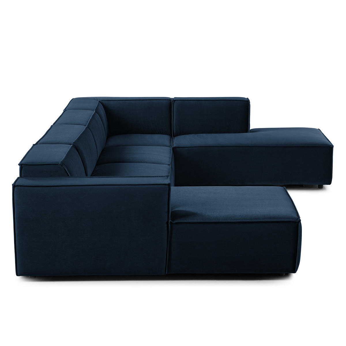 WOHNLANDSCHAFT mit Longchair & Ottomane - Schwarz/Dunkelblau, Kunststoff/Textil (369/70/234cm) - home24