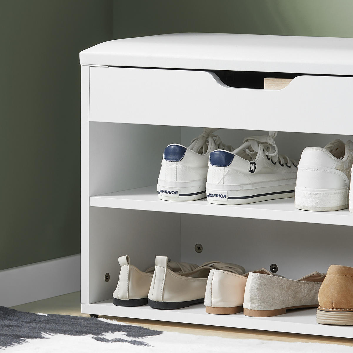 SCHUHBANK Weiß - Weiß, Holzwerkstoff (60/44/30cm) - SoBuy