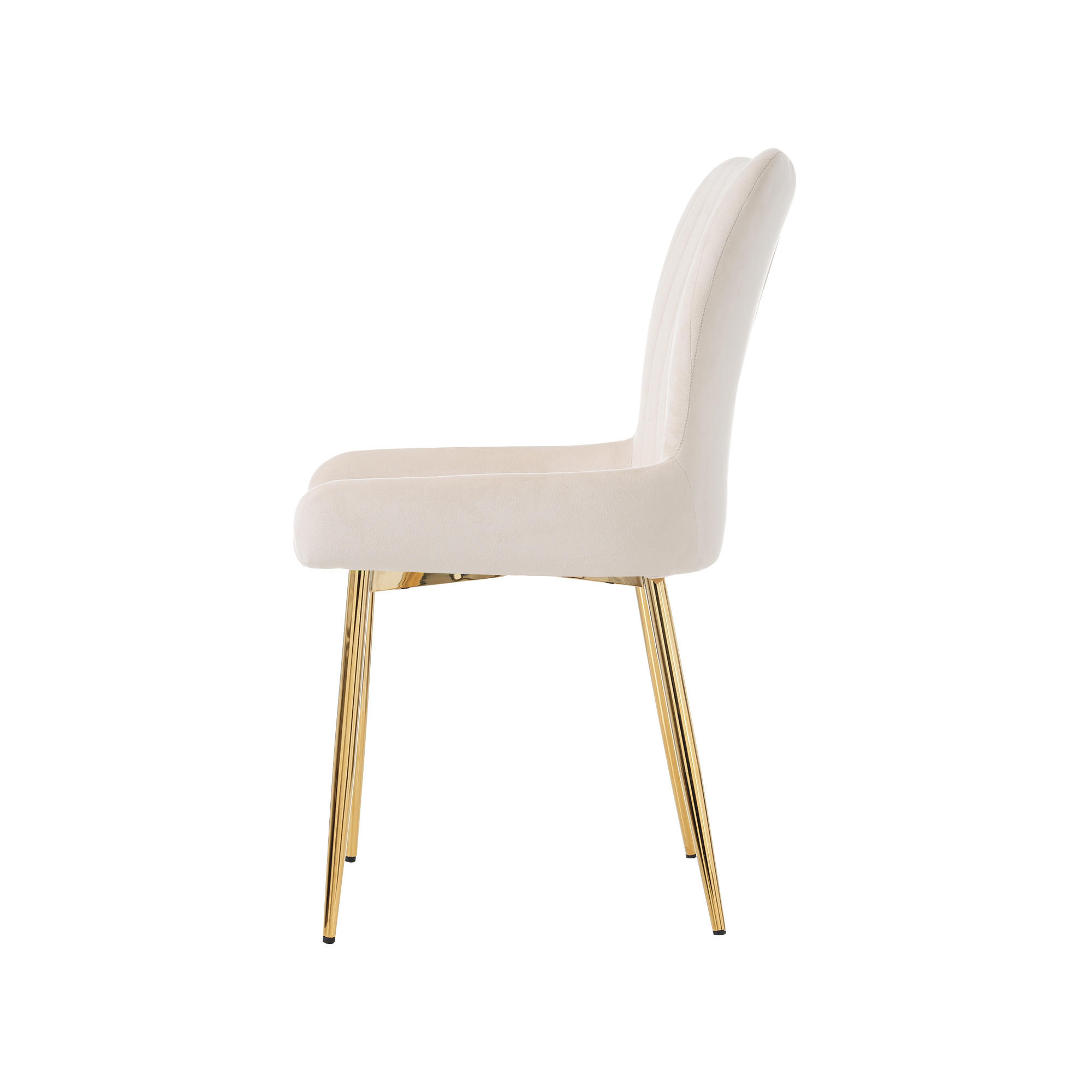 ESSTUHL 2er-Set Beige mit Samt und goldenen Metallbeinen - Goldfarben, Textil (58/85/47cm) - PANGIVO