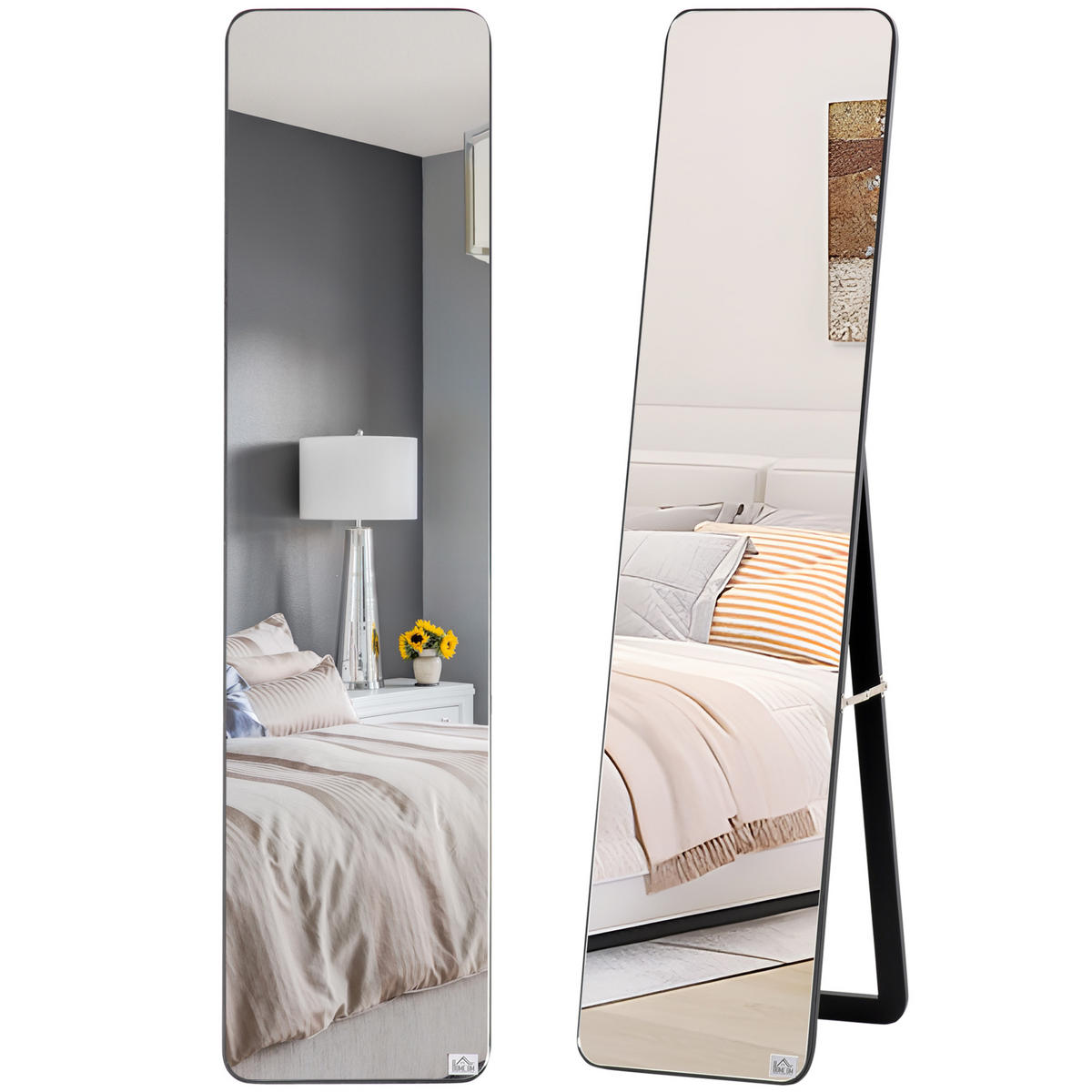 STANDSPIEGEL DE-17912 rechteckig mit Wandmontage Schwarz - Schwarz, Holzwerkstoff (37/156/43cm) - ComfortXL