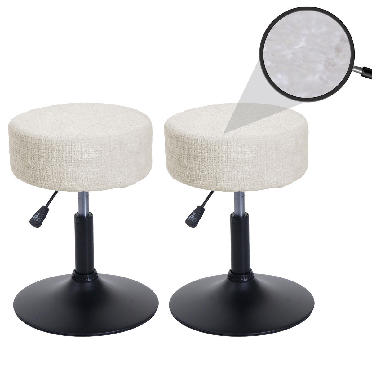 HOCKER Cremeweiß 2er-Set - Weiß, Textil (37/57/37cm) - MCW