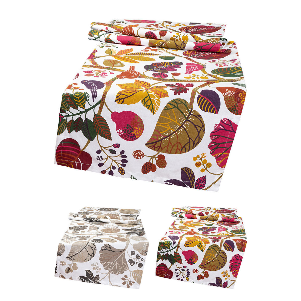 TISCHLÄUFER Zauberwald elfenbein-bunt Baumwolle 150/40 cm - Ecru/Multicolor, Textil (40/150cm) - beties Heimtextil