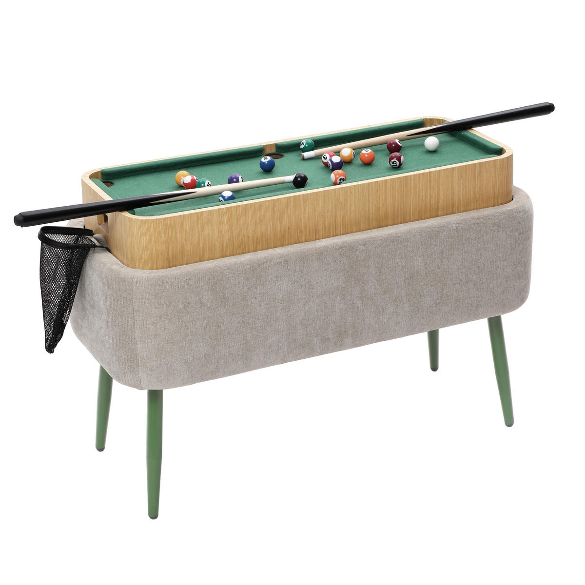 SITZBANK mit Stauraum, Polsterbank mit Mini-Billard, Beige - Grau, Holzwerkstoff (35.5/47/77.5cm) - Hometopia