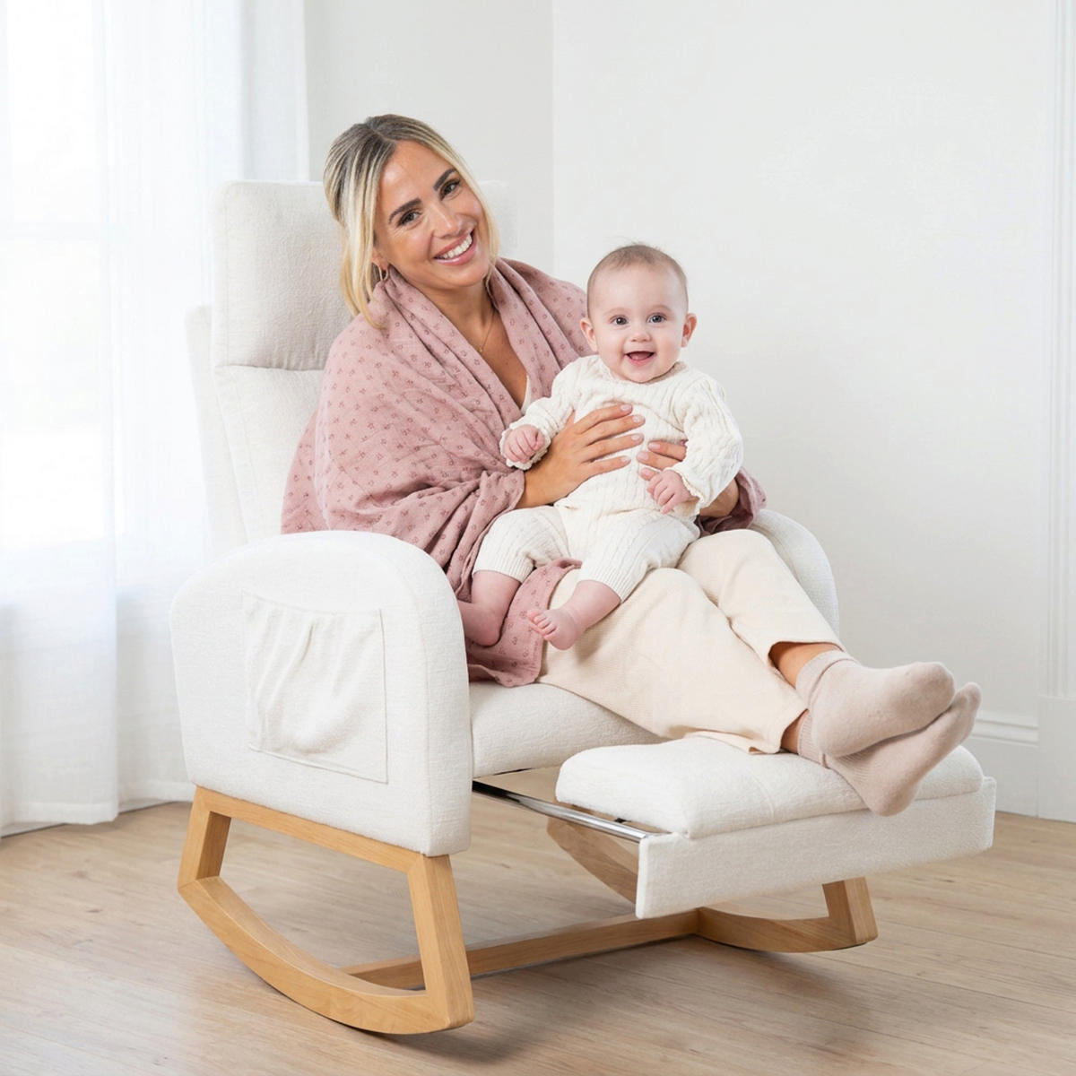 STILLSESSEL Beige - Beige, Holz/Textil (70/106/89cm) - Roba