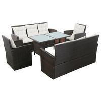DINING-LOUNGESET mit Auflagen, aus PE-Rattan, Braun, 5-teiliges Set - Braun, Kunststoff - vidaXL