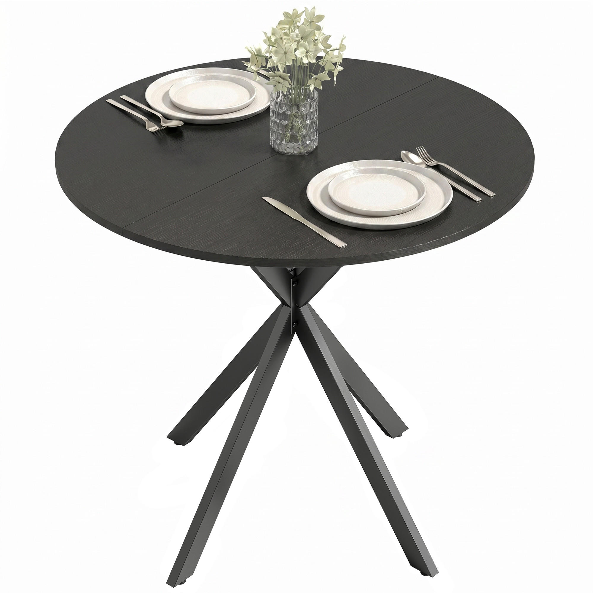 ESSTISCH Schwarz 80.0/80.0/75.0 - Schwarz, Holzwerkstoff (80/80/75cm)