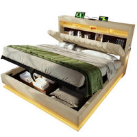 POLSTERBETT mit LED und Stauraum 180x200 cm Leinen Beige - Beige, Metall (180/200cm) - Meubliv