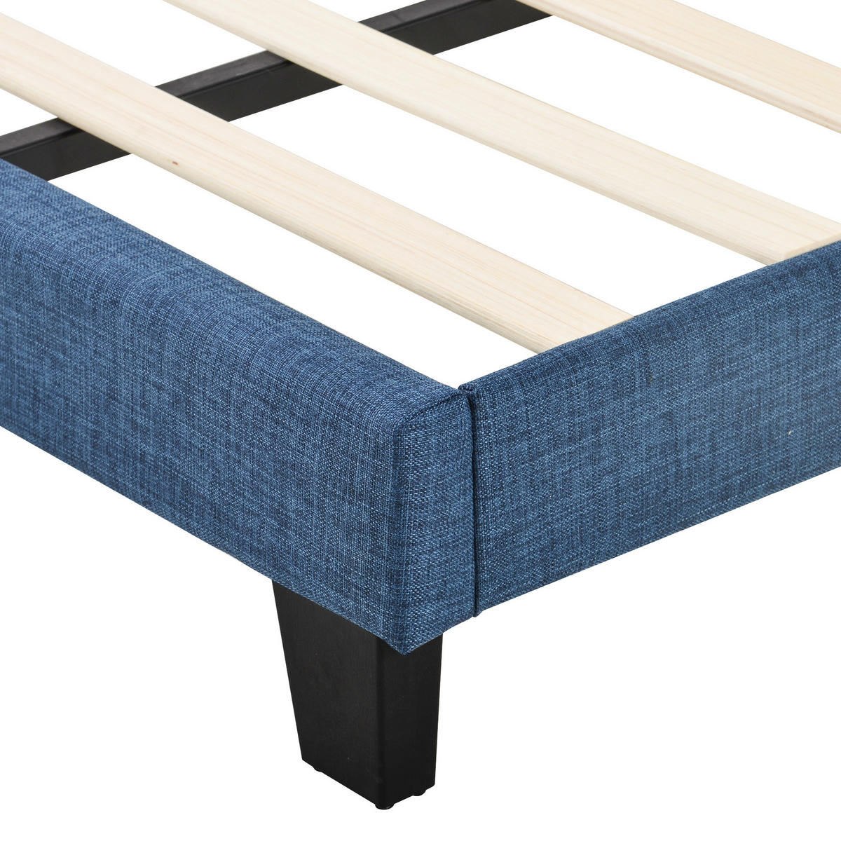 POLSTERBETT mit Lattenrost 140x200 cm Leinen Blue - Blau, Metall (140/200cm) - Meubliv