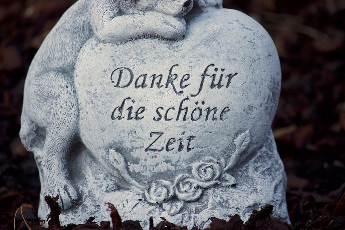 STEINFIGUR Grabstein Hund Danke für die schöne Zeit, frostfest, massiv - Grau, Stein (12/14/4cm) - stoneandstyle