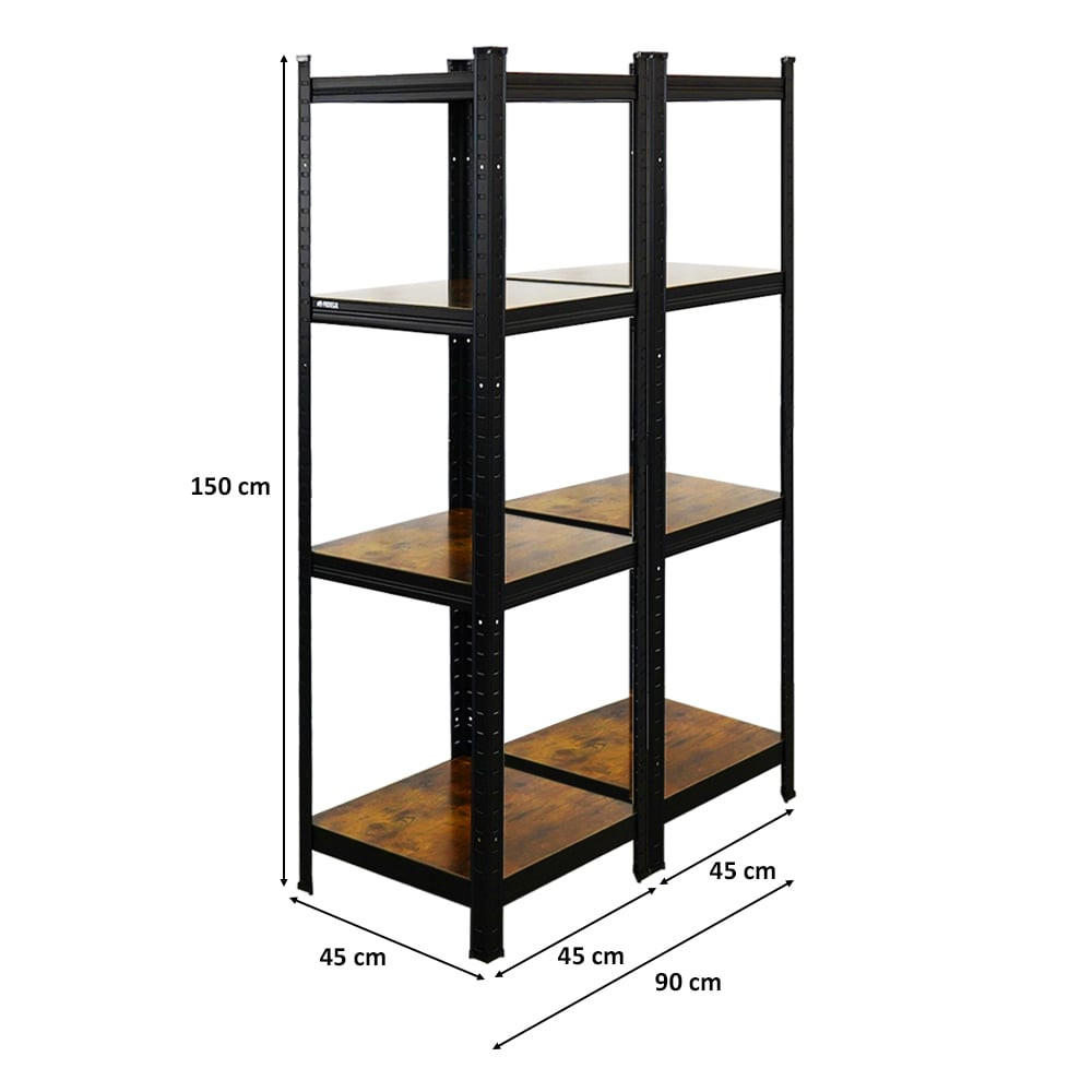 SCHWERLASTREGAL 2er Vintage Series Ragnar Set HxBxT 150x45x45cm Fachlast 100kg Vintagebraun-Schwarz - Schwarz, Metall (90/150/45cm) - PROREGAL