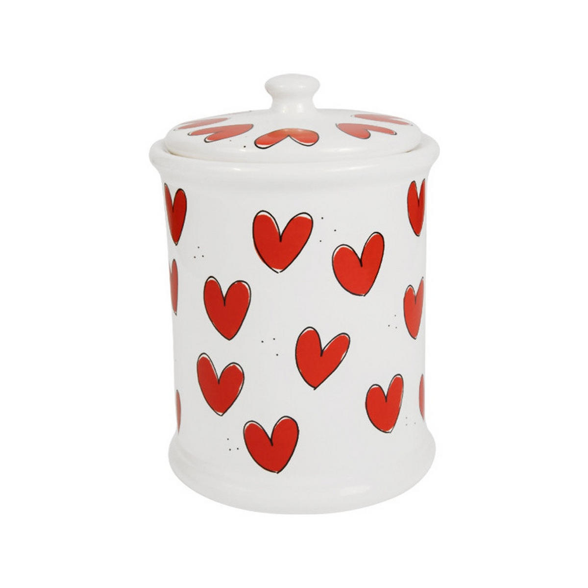 VORRATSDOSE Valentinstag Rote Herzen in Rot - 17cm - Multicolor, Keramik (12.5/17.5/12.5cm) - Blond Amsterdam