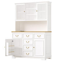 BUFFETSCHRANK 118/39,5/180 cm mit LED-Lichtleiste, Steckdosenleiste und flexiblem Stauraum, Weiß - Weiß, Holzwerkstoff (118/180/40cm) - Redom
