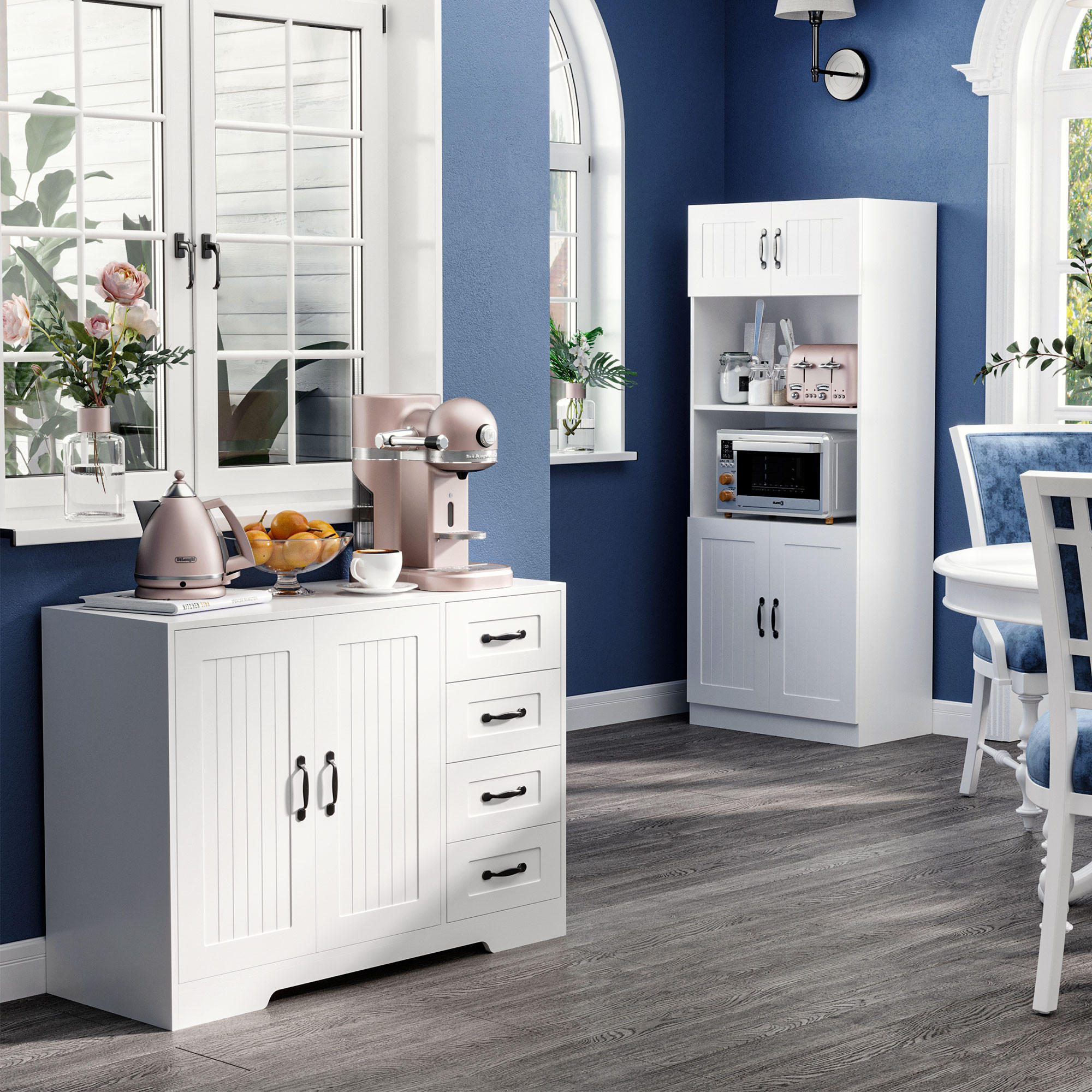 BEISTELLSCHRANK, Spanplatte, Weiß, 105 x 40 x 76 cm - Weiß, Holzwerkstoff (40/76/105cm) - HOMCOM