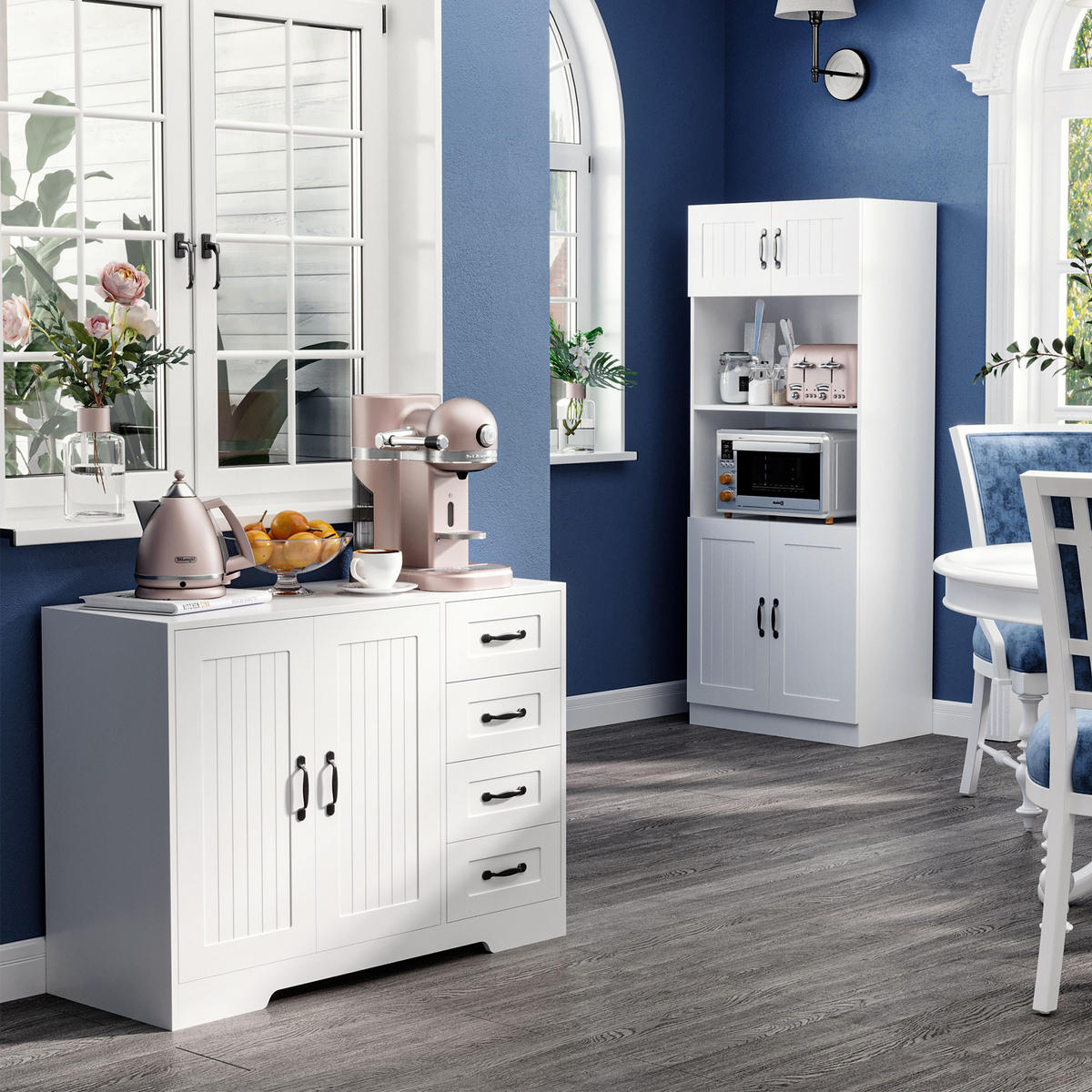 BEISTELLSCHRANK, Spanplatte, Weiß, 105 x 40 x 76 cm - Weiß, Holzwerkstoff (40/76/105cm) - HOMCOM
